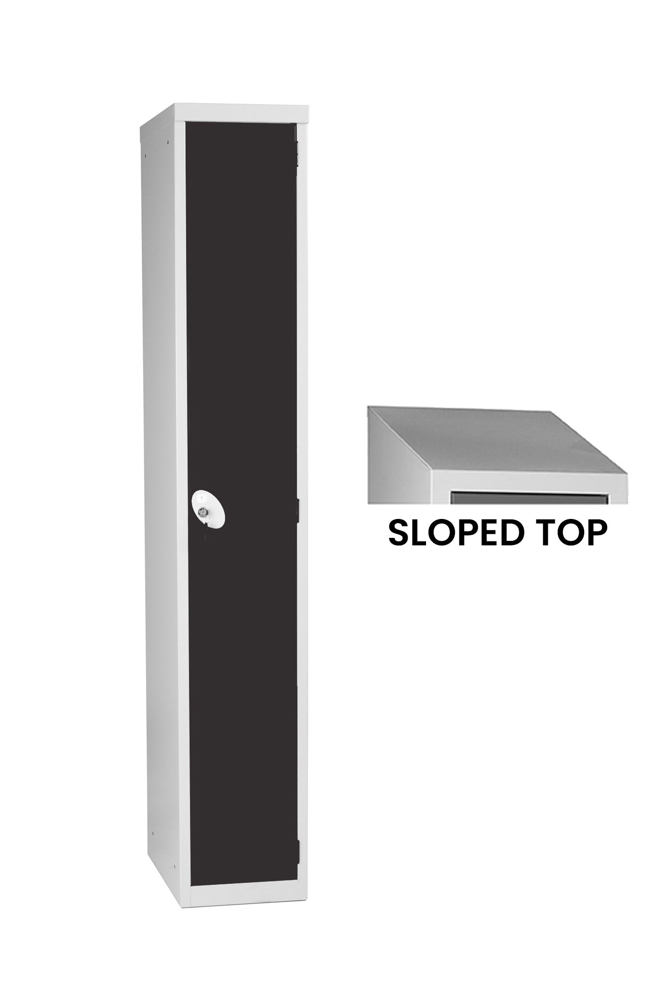 Classic Metal Single Tier Sloped Top Locker Black