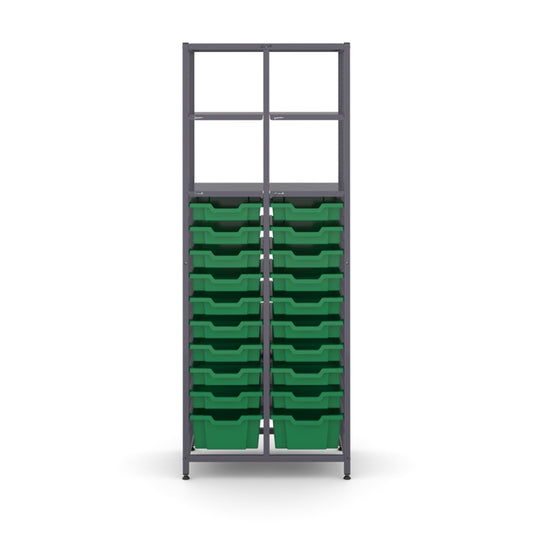 Gratnell's Science - Tall Double Frame 4 Shelves 2 Deep & 18 Shallow Trays