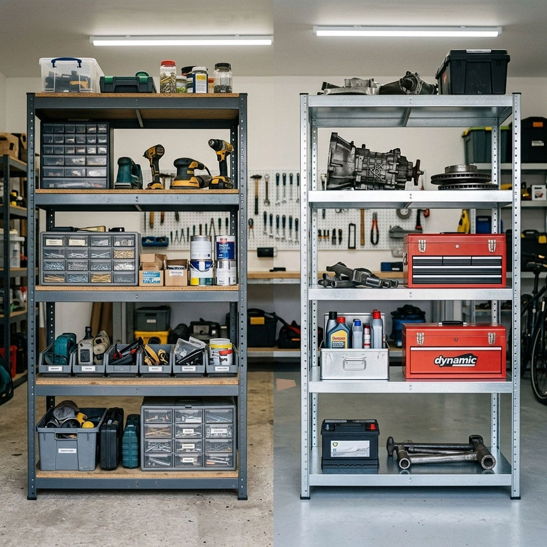 Chipboard vs. Galvanised Shelves for Long-Term Durability in Workshops