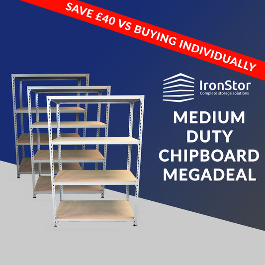 Speedrax Medium Duty Chipboard Shelves 2080mm Tall 3 Bay Mega Bundle