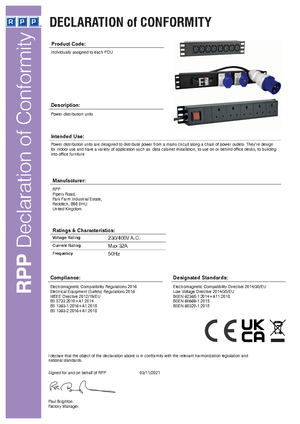 Declaration of Conformity for Pure Power Charging Lockers