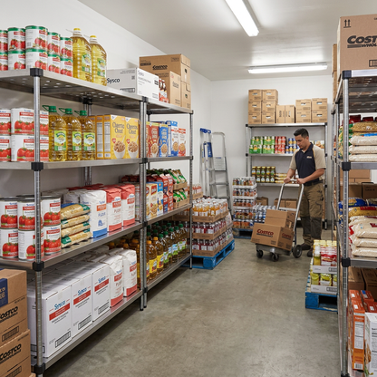EZSP Perforated Stainless Steel Retail Shelving in a Food Retailer