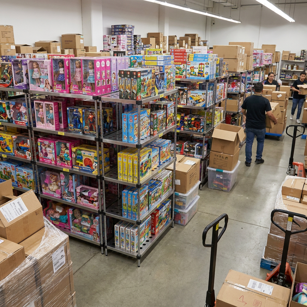 EZSP Perforated Stainless Steel Retail Shelving in a toy retailer