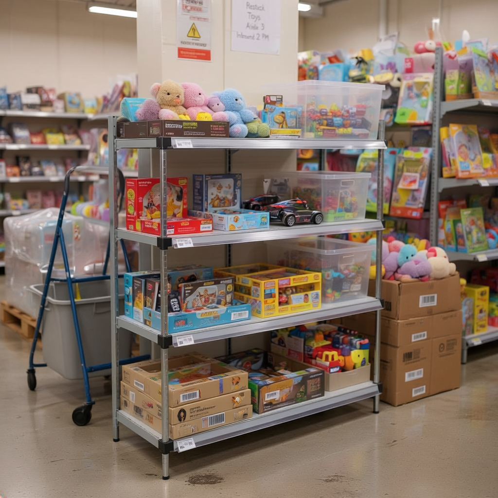 EZSS Stainless Steel Shelving In Toy Retailer