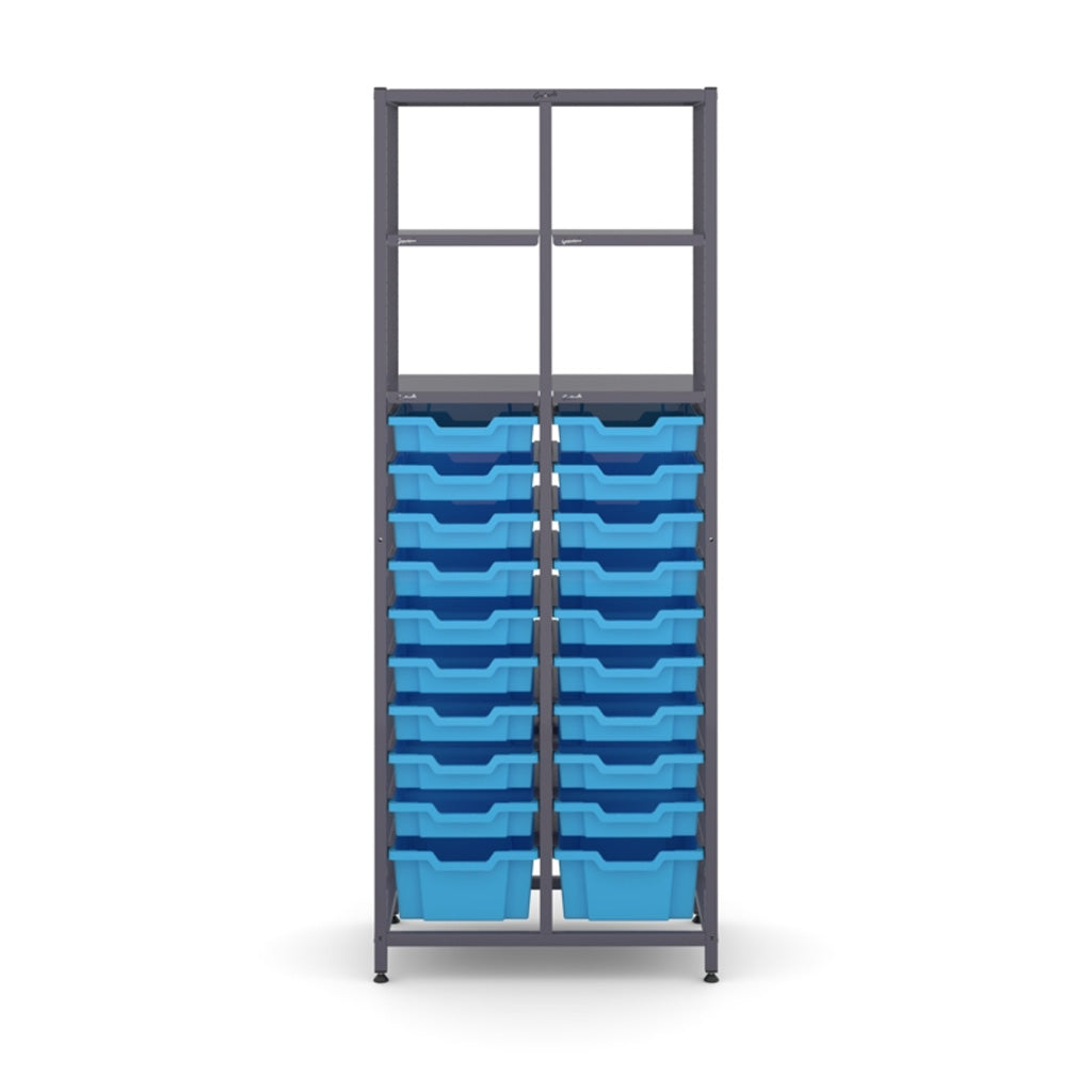 Gratnell's Science - Tall Double Frame 4 Shelves 2 Deep & 18 Shallow Trays