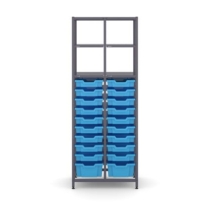 Gratnell's Science - Tall Double Frame 4 Shelves 2 Deep & 18 Shallow Trays
