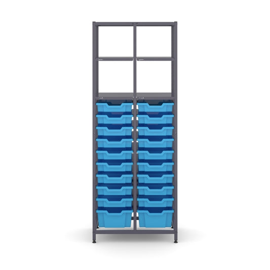 Gratnell's Science - Tall Double Frame 4 Shelves 2 Deep & 18 Shallow Trays