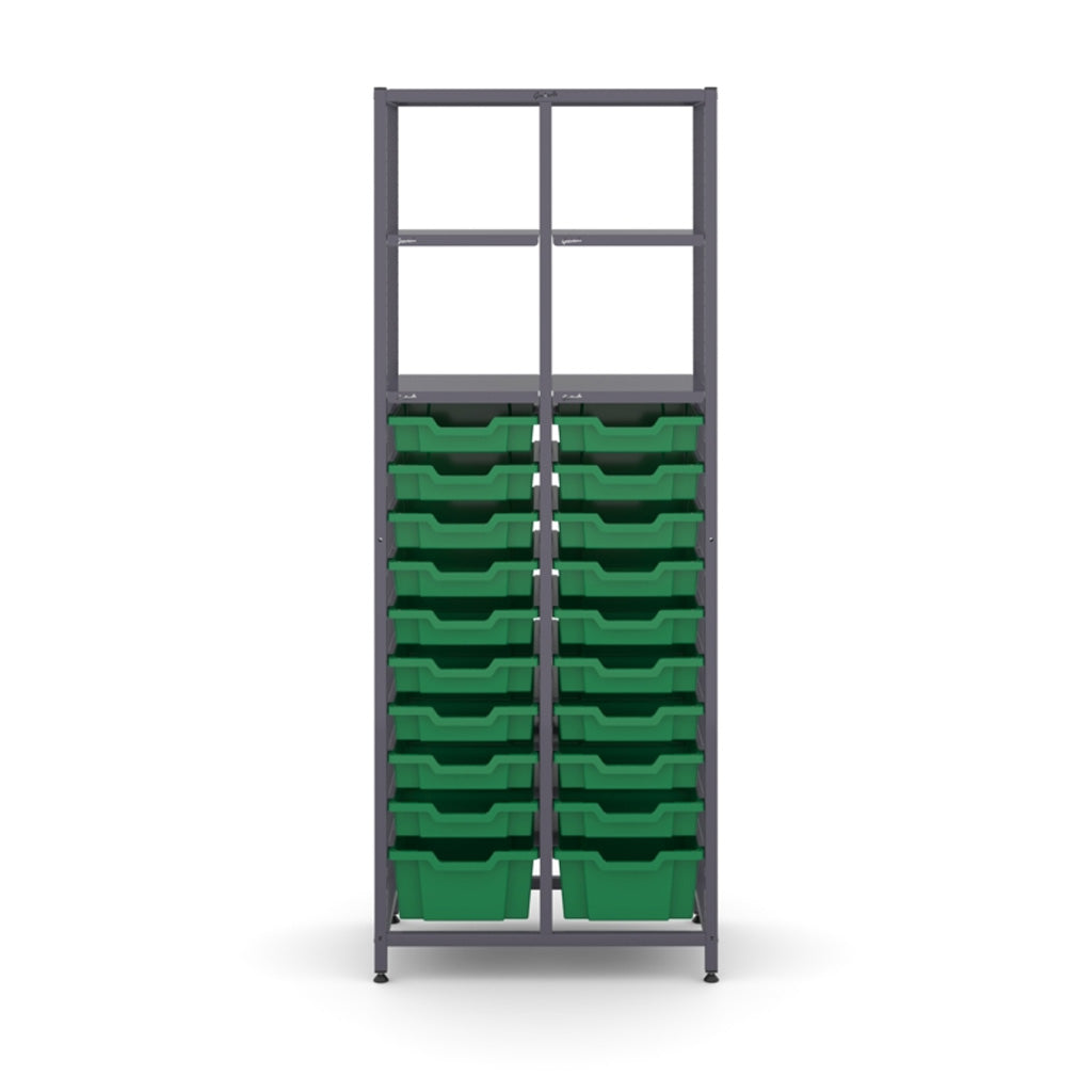 Gratnell's Science - Tall Double Frame 4 Shelves 2 Deep & 18 Shallow Trays
