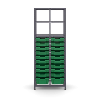 Gratnell's Science - Tall Double Frame 4 Shelves 2 Deep & 18 Shallow Trays