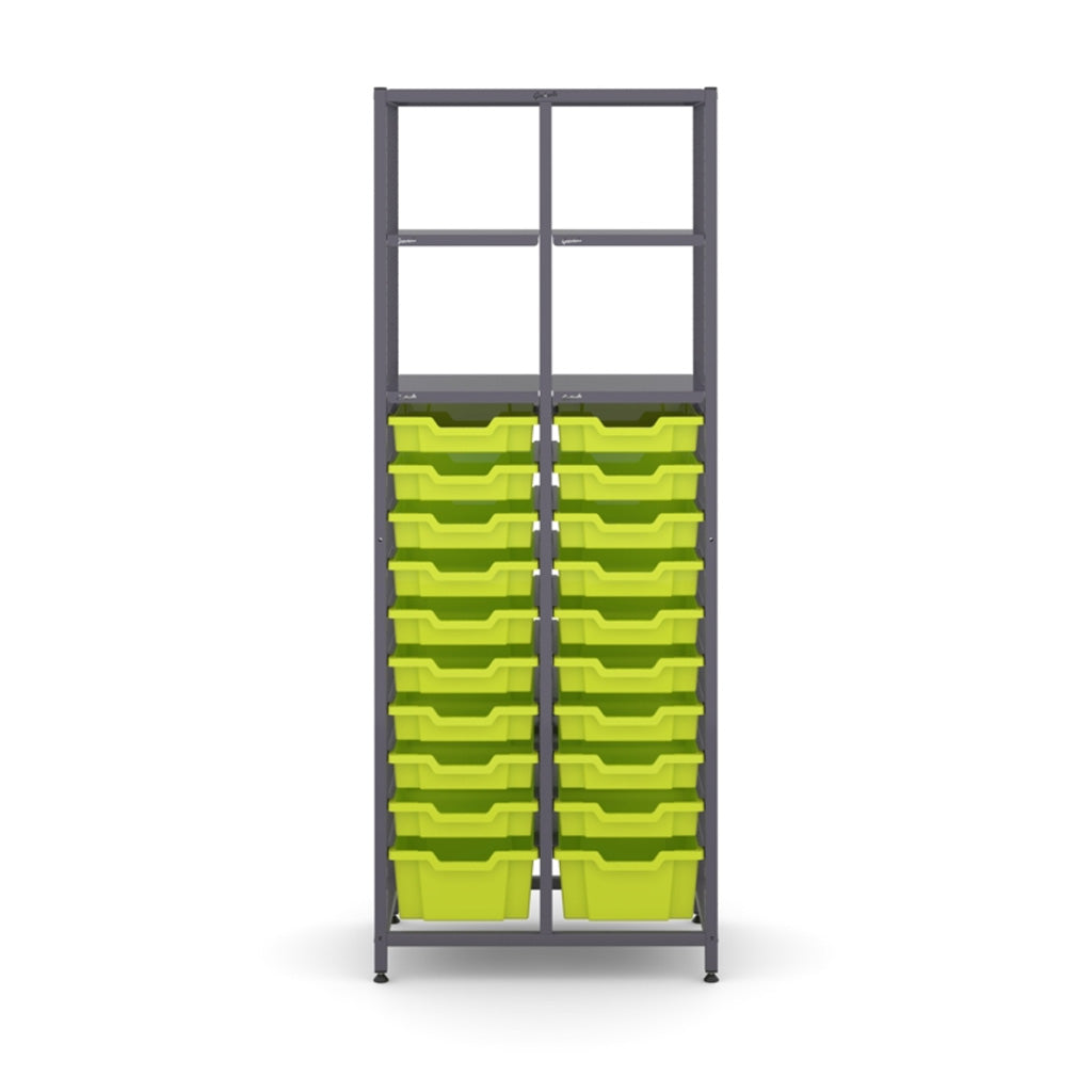 Gratnell's Science - Tall Double Frame 4 Shelves 2 Deep & 18 Shallow Trays