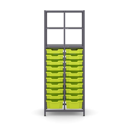 Gratnell's Science - Tall Double Frame 4 Shelves 2 Deep & 18 Shallow Trays