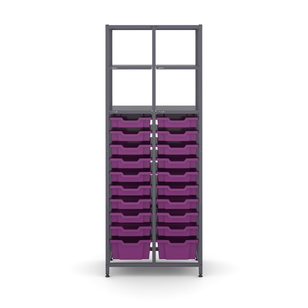 Gratnell's Science - Tall Double Frame 4 Shelves 2 Deep & 18 Shallow Trays