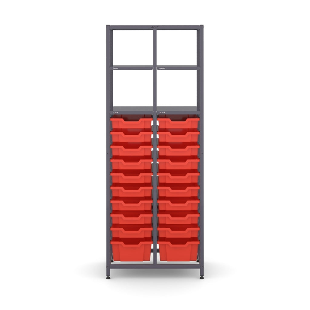 Gratnell's Science - Tall Double Frame 4 Shelves 2 Deep & 18 Shallow Trays