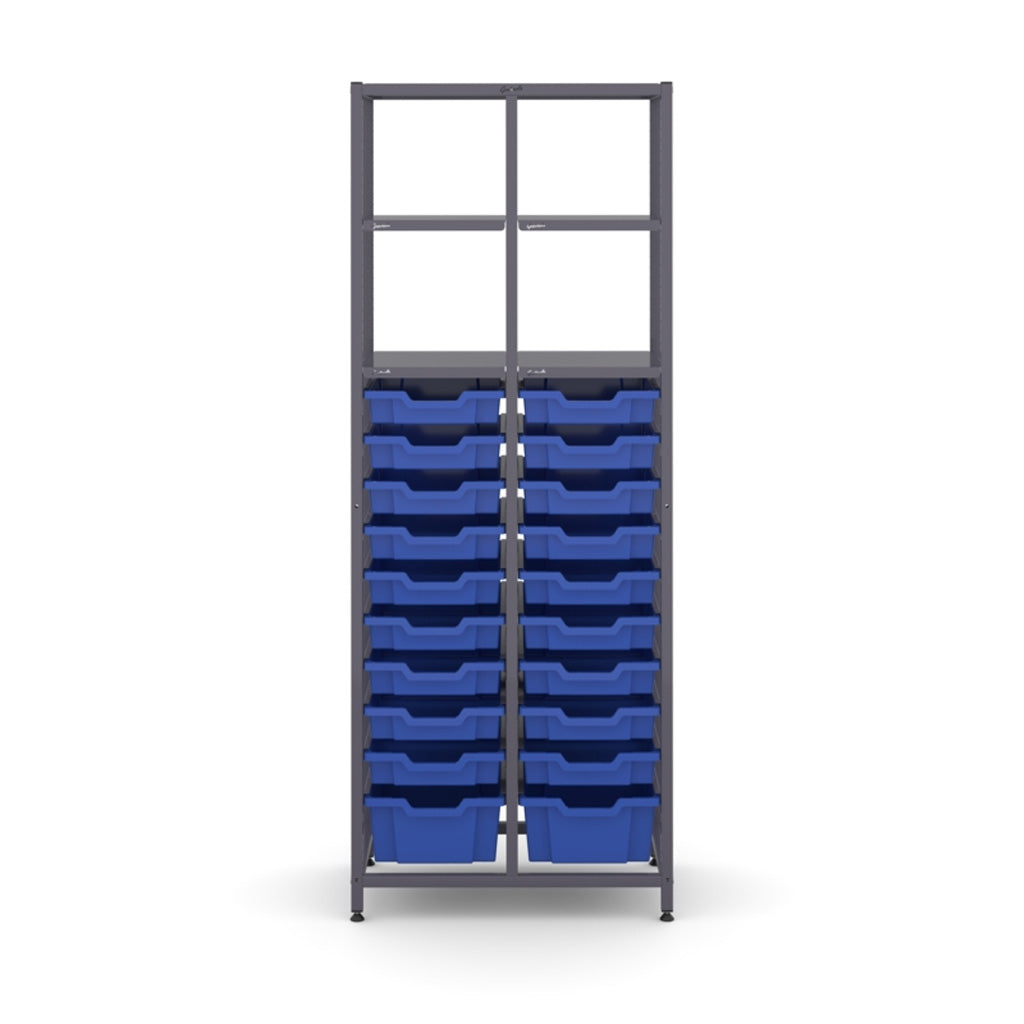Gratnell's Science - Tall Double Frame 4 Shelves 2 Deep & 18 Shallow Trays