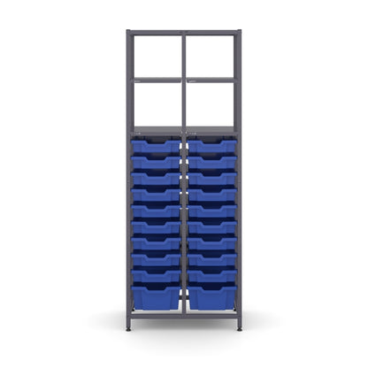 Gratnell's Science - Tall Double Frame 4 Shelves 2 Deep & 18 Shallow Trays