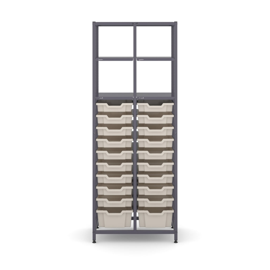 Gratnell's Science - Tall Double Frame 4 Shelves 2 Deep & 18 Shallow Trays