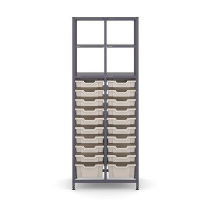 Gratnell's Science - Tall Double Frame 4 Shelves 2 Deep & 18 Shallow Trays