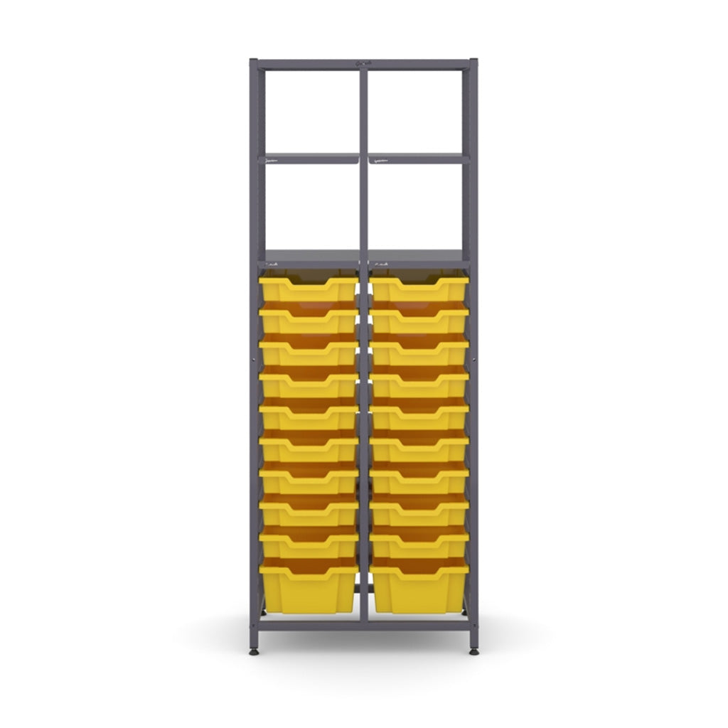 Gratnell's Science - Tall Double Frame 4 Shelves 2 Deep & 18 Shallow Trays