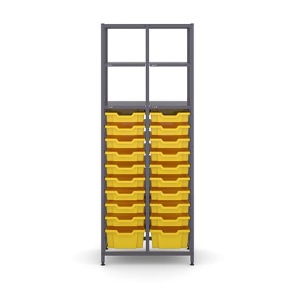 Gratnell's Science - Tall Double Frame 4 Shelves 2 Deep & 18 Shallow Trays