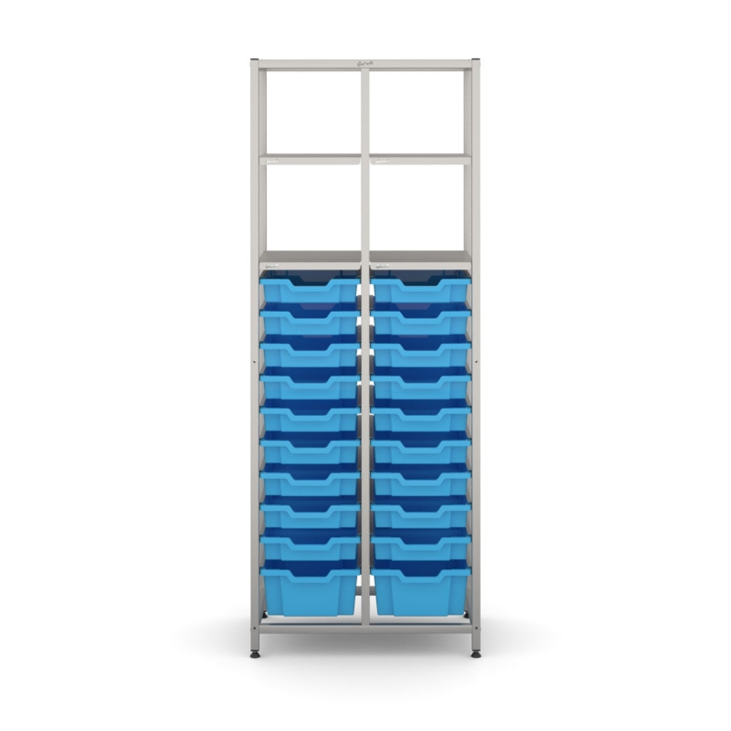 Gratnell's Science - Tall Double Frame 4 Shelves 2 Deep & 18 Shallow Trays
