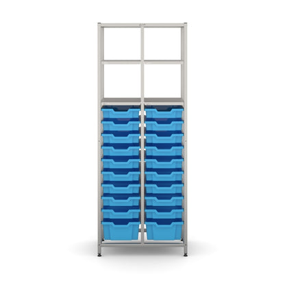 Gratnell's Science - Tall Double Frame 4 Shelves 2 Deep & 18 Shallow Trays