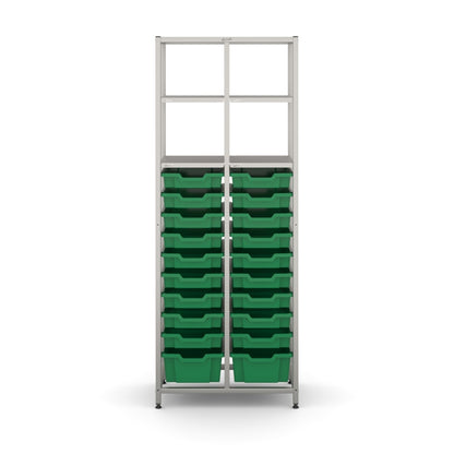 Gratnell's Science - Tall Double Frame 4 Shelves 2 Deep & 18 Shallow Trays