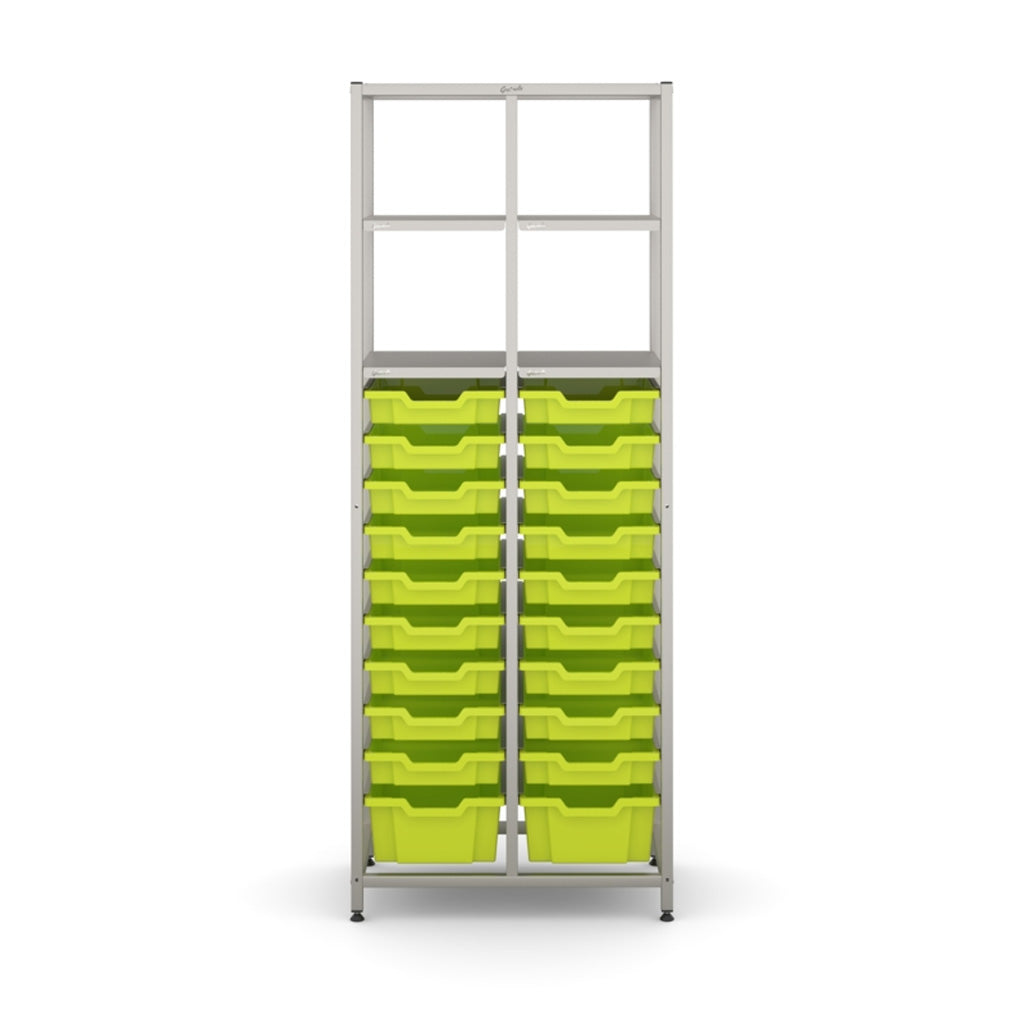 Gratnell's Science - Tall Double Frame 4 Shelves 2 Deep & 18 Shallow Trays