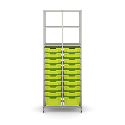 Gratnell's Science - Tall Double Frame 4 Shelves 2 Deep & 18 Shallow Trays