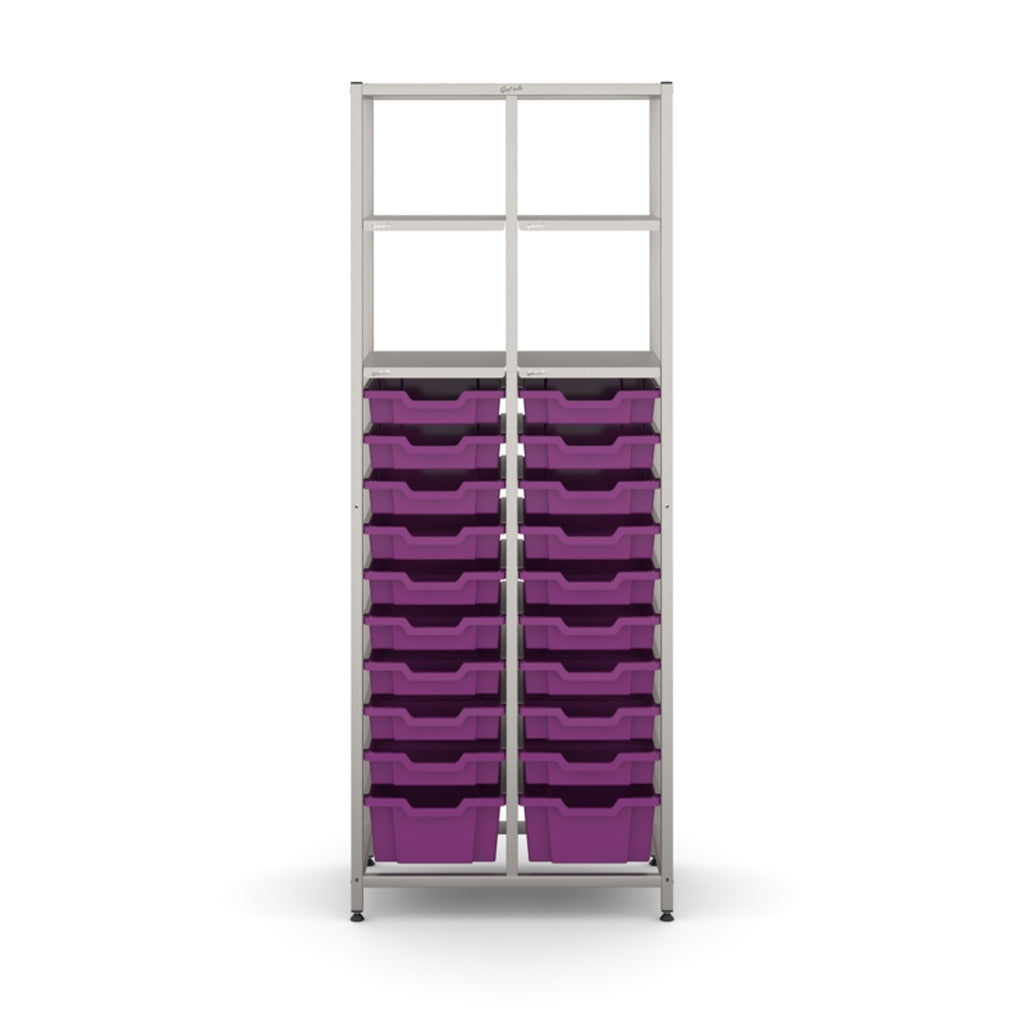 Gratnell's Science - Tall Double Frame 4 Shelves 2 Deep & 18 Shallow Trays