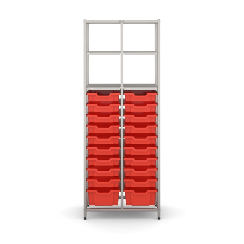 Gratnell's Science - Tall Double Frame 4 Shelves 2 Deep & 18 Shallow Trays