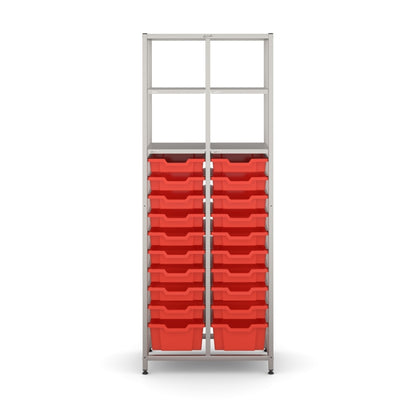 Gratnell's Science - Tall Double Frame 4 Shelves 2 Deep & 18 Shallow Trays
