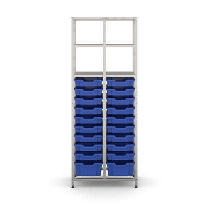 Gratnell's Science - Tall Double Frame 4 Shelves 2 Deep & 18 Shallow Trays