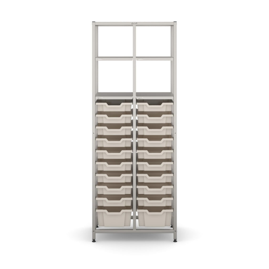 Gratnell's Science - Tall Double Frame 4 Shelves 2 Deep & 18 Shallow Trays