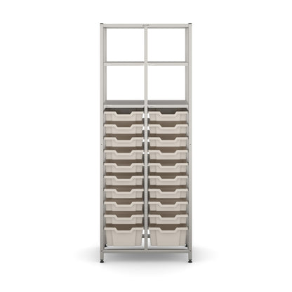 Gratnell's Science - Tall Double Frame 4 Shelves 2 Deep & 18 Shallow Trays