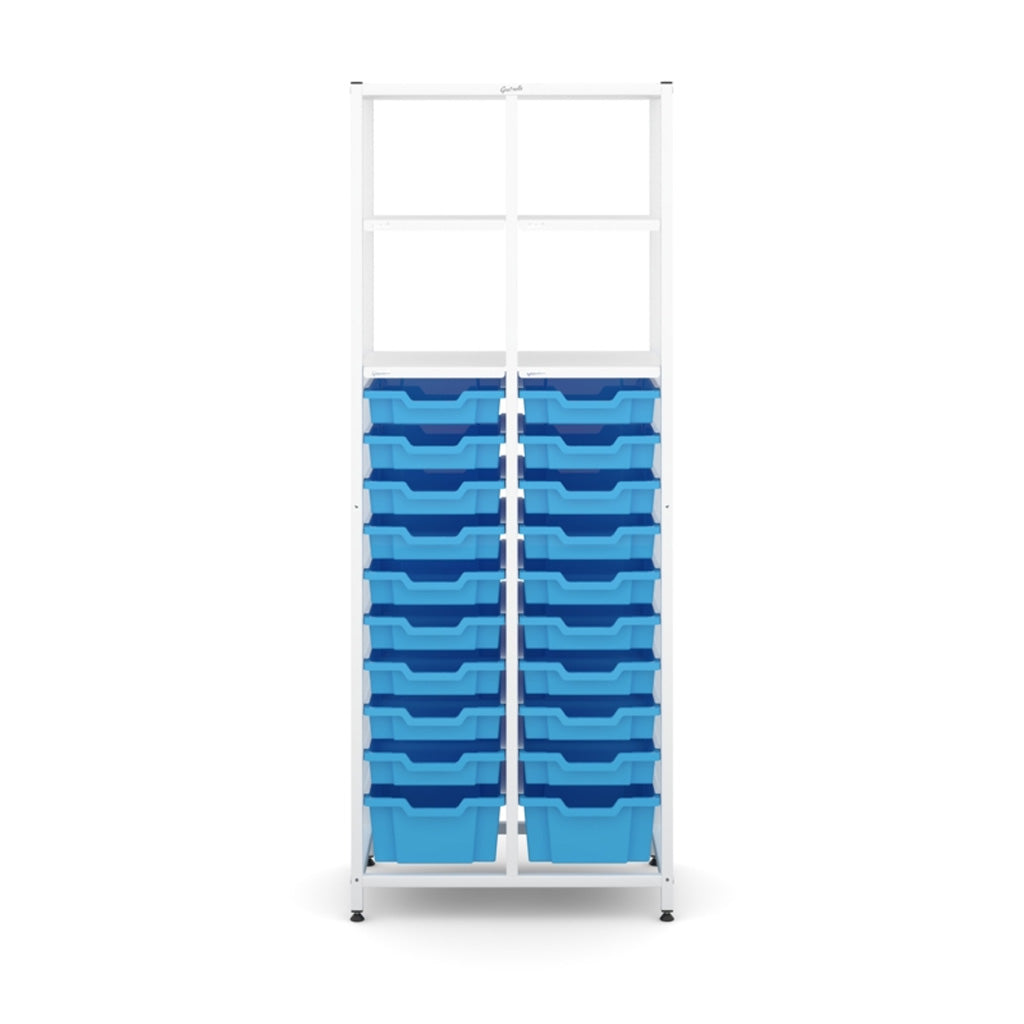 Gratnell's Science - Tall Double Frame 4 Shelves 2 Deep & 18 Shallow Trays