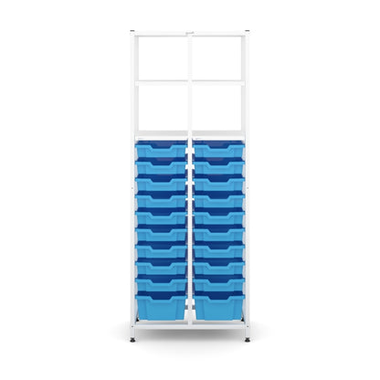 Gratnell's Science - Tall Double Frame 4 Shelves 2 Deep & 18 Shallow Trays