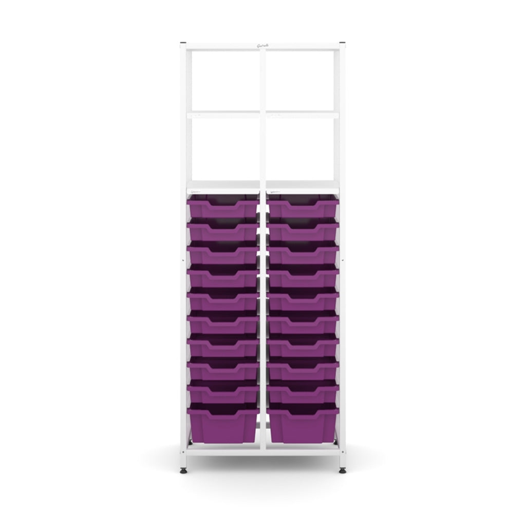Gratnell's Science - Tall Double Frame 4 Shelves 2 Deep & 18 Shallow Trays