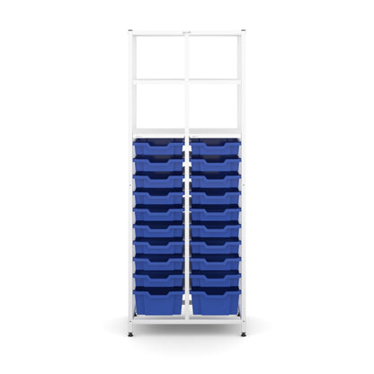 Gratnell's Science - Tall Double Frame 4 Shelves 2 Deep & 18 Shallow Trays