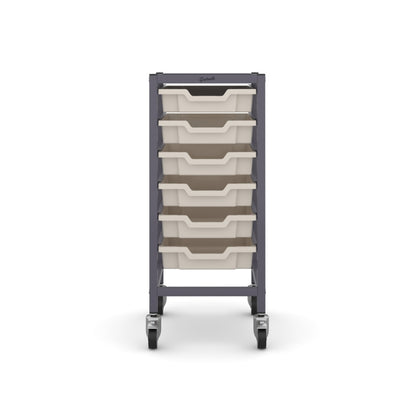 Gratnells Science Bench Single Trolley Grey with Grey Trays