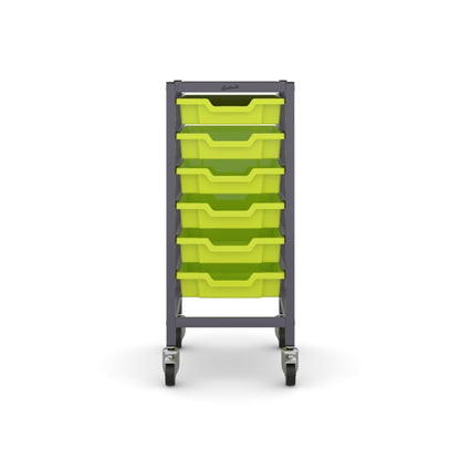 Gratnells Science Bench Single Trolley Grey with Jolly Lime Trays