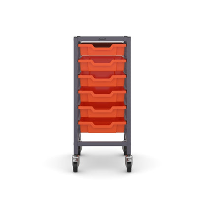 Gratnells Science Bench Single Trolley Grey with Orange Trays