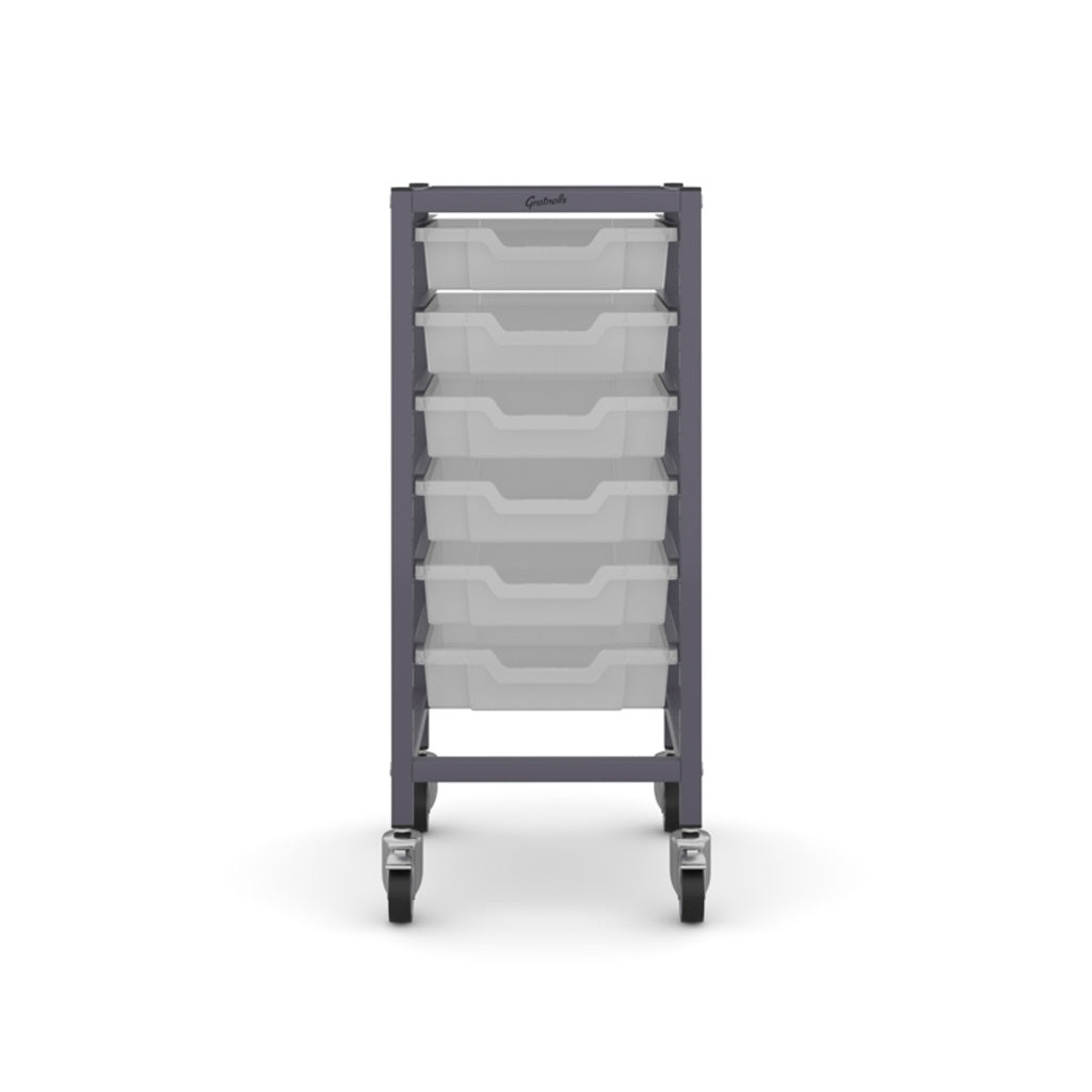 Gratnells Science Bench Single Trolley Grey with Translucent Trays