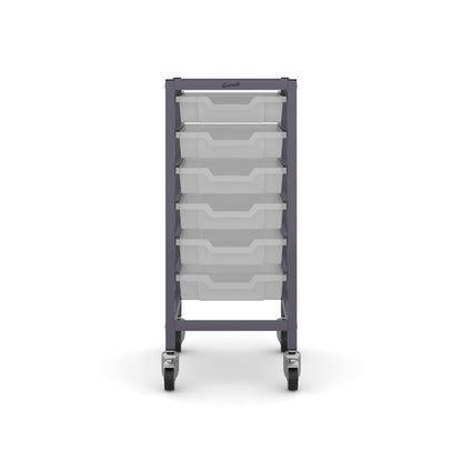 Gratnells Science Bench Single Trolley Grey with Translucent Trays