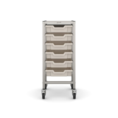 Gratnells Science Bench Single Trolley Silver with Light Grey Trays