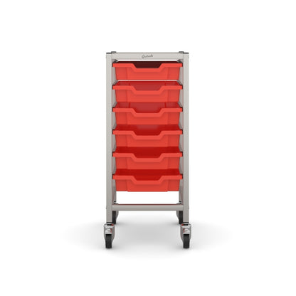 Gratnells Science Bench Single Trolley Silver with Orange Trays
