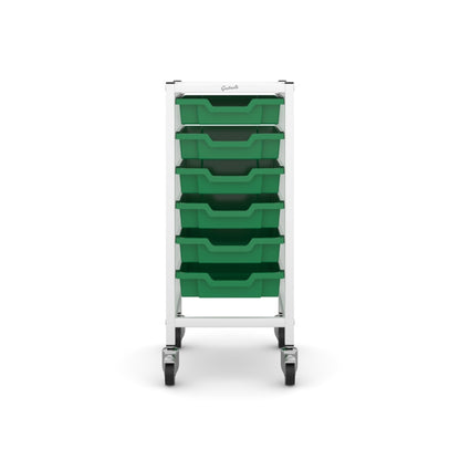 Gratnells Science Bench Single Trolley White with Grass Green Trays