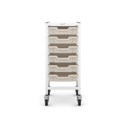 Gratnells Science Bench Single Trolley White with Grey Trays