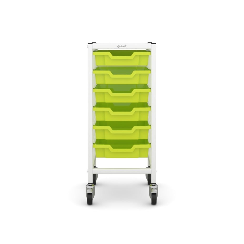 Gratnells Science Bench Single Trolley White with Jolly Lime Trays