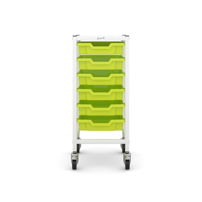 Gratnells Science Bench Single Trolley White with Jolly Lime Trays