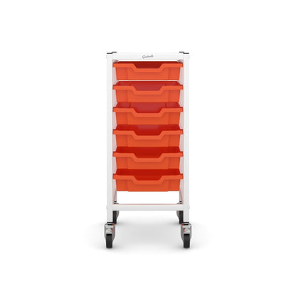 Gratnells Science Bench Single Trolley White with Orange Trays